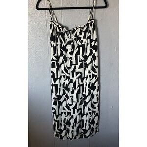 Women's monteau los angeles Sleeveless Linen Midi Abstract Dress Size M